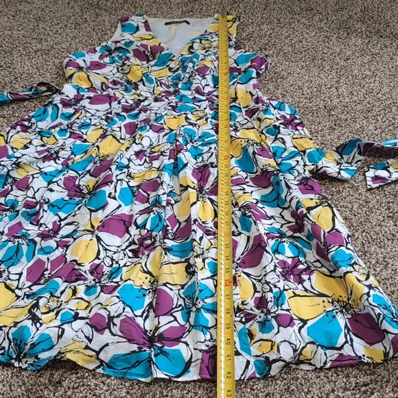 Cotton Floral Sleeveless Dress - Multicolor by Jones Studio Size 10 - Picture 6 of 12